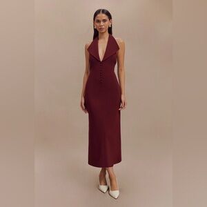 Meshki annita crepe halter neck midi dress